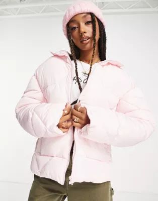 ASOS DESIGN quilted puffer jacket in baby pink | ASOS (Global)