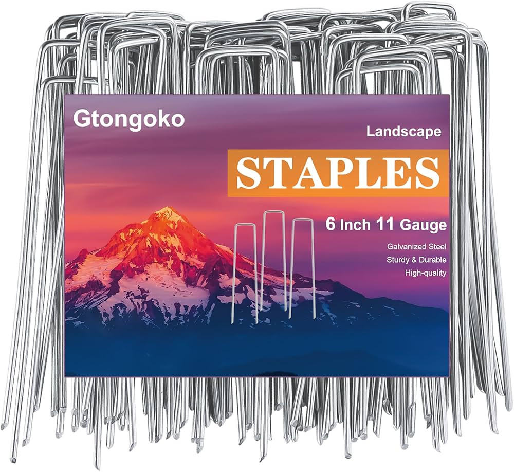 Gtongoko 50 Pack Galvanized Landscape Staples Garden Stakes Plant Cover Stakes 6 Inch 11 Gauge Gr... | Amazon (US)