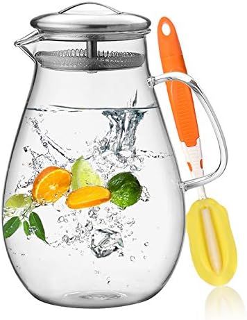 HIWARE 64 Ounces Glass Pitcher with Stainless Steel Lid / Water Carafe with Handle - Good Beverag... | Amazon (US)