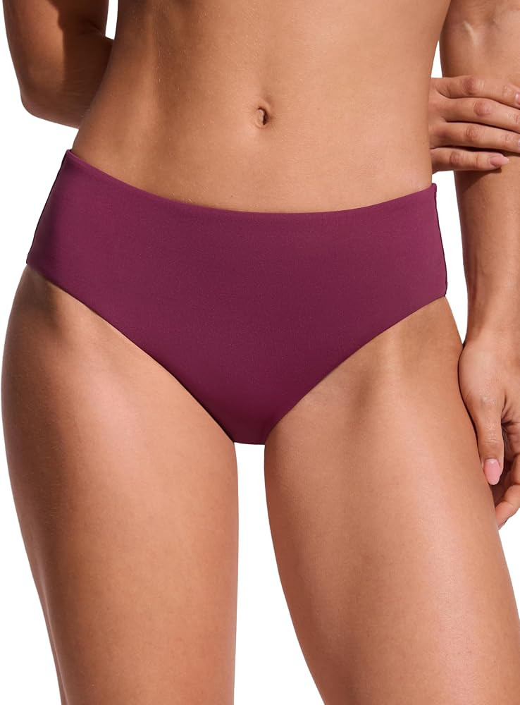 CRZ YOGA Mid Waisted Bikini Bottoms for Women - Full Coverage Bathing Suit Swimsuit Basic Swim Br... | Amazon (US)