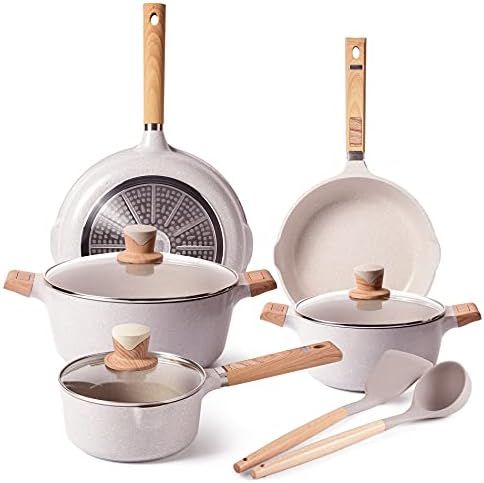 Pots and Pans Set - Non-stick Cookware Sets, Granite Nonstick Pots and Pans Set Frying Pans Stock... | Amazon (US)