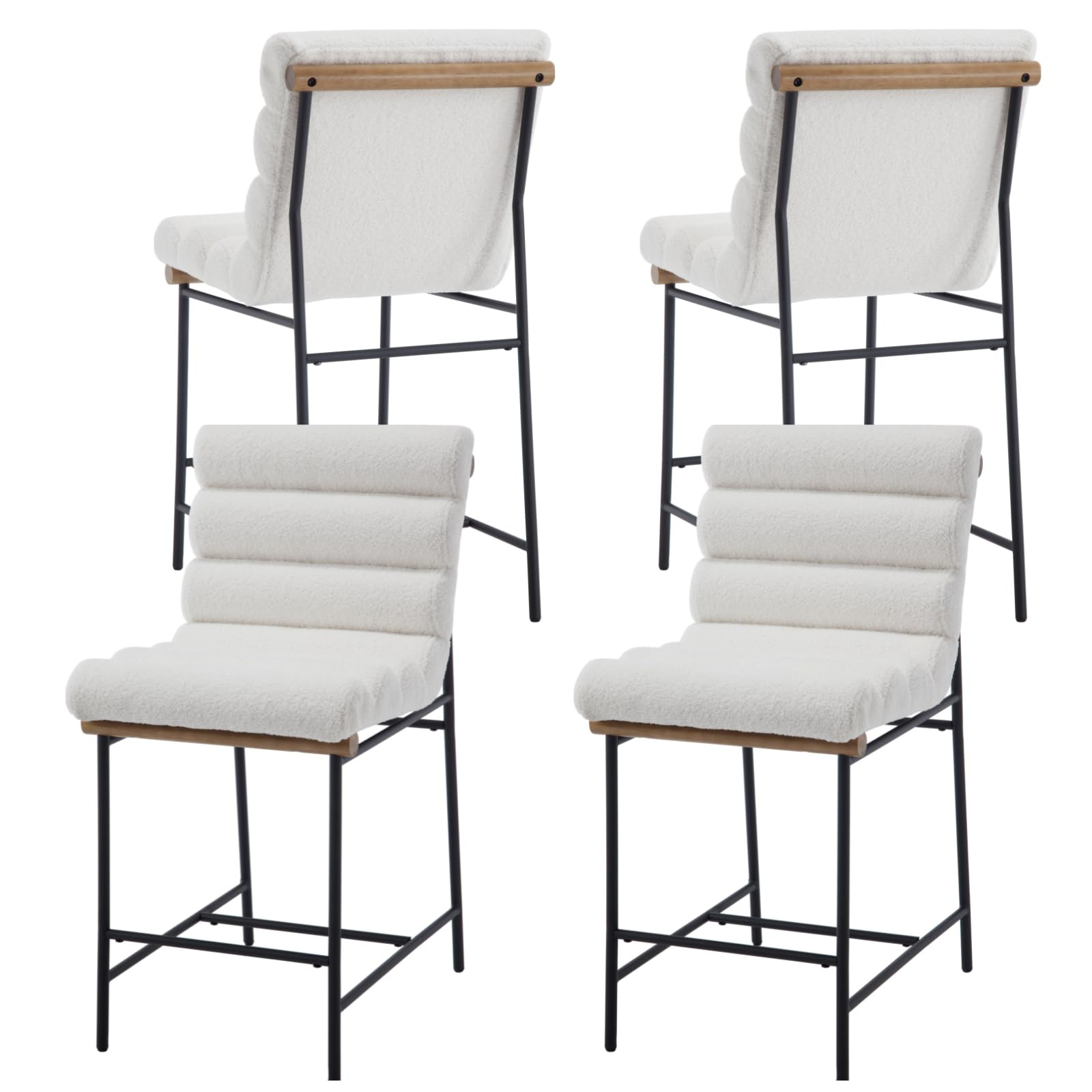 Guyou 25" Modern Upholstered Counter Stools Set of 4, Boucle Armless Counter Height Chairs Black ... | Amazon (US)