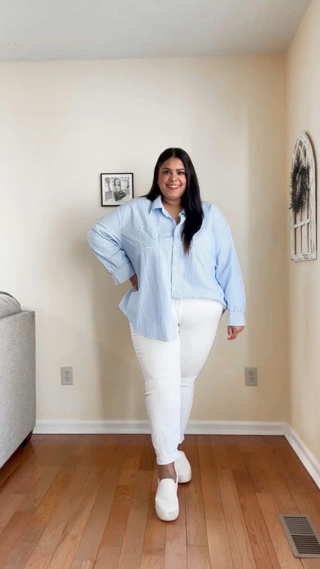 Spring outfit inspo for my plus size ladies ☀️🤍 I love the white denim with this look! 

#LTKstyletip #LTKSpringSale #LTKplussize