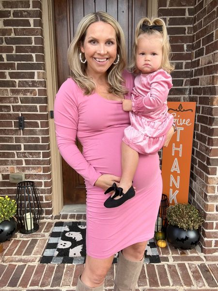 Pretty in Pink 💕 Loving these coordinating pink outfits for fall from Old Navy! I’m wearing a medium at 33+ weeks pregnant and Margaret is in a baby 18-24 months dress!! All of our looks are currently on sale!! 

Fall outfits, fall fashion, fall dresses, maternity, old navy, mommy and me

#LTKbaby #LTKsalealert #LTKbump