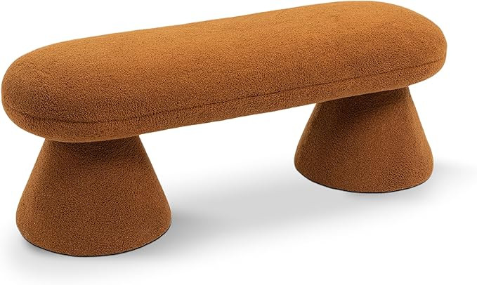 Meridian Furniture Drum Saddle Faux Shearling Teddy Fabric Bench | Amazon (US)
