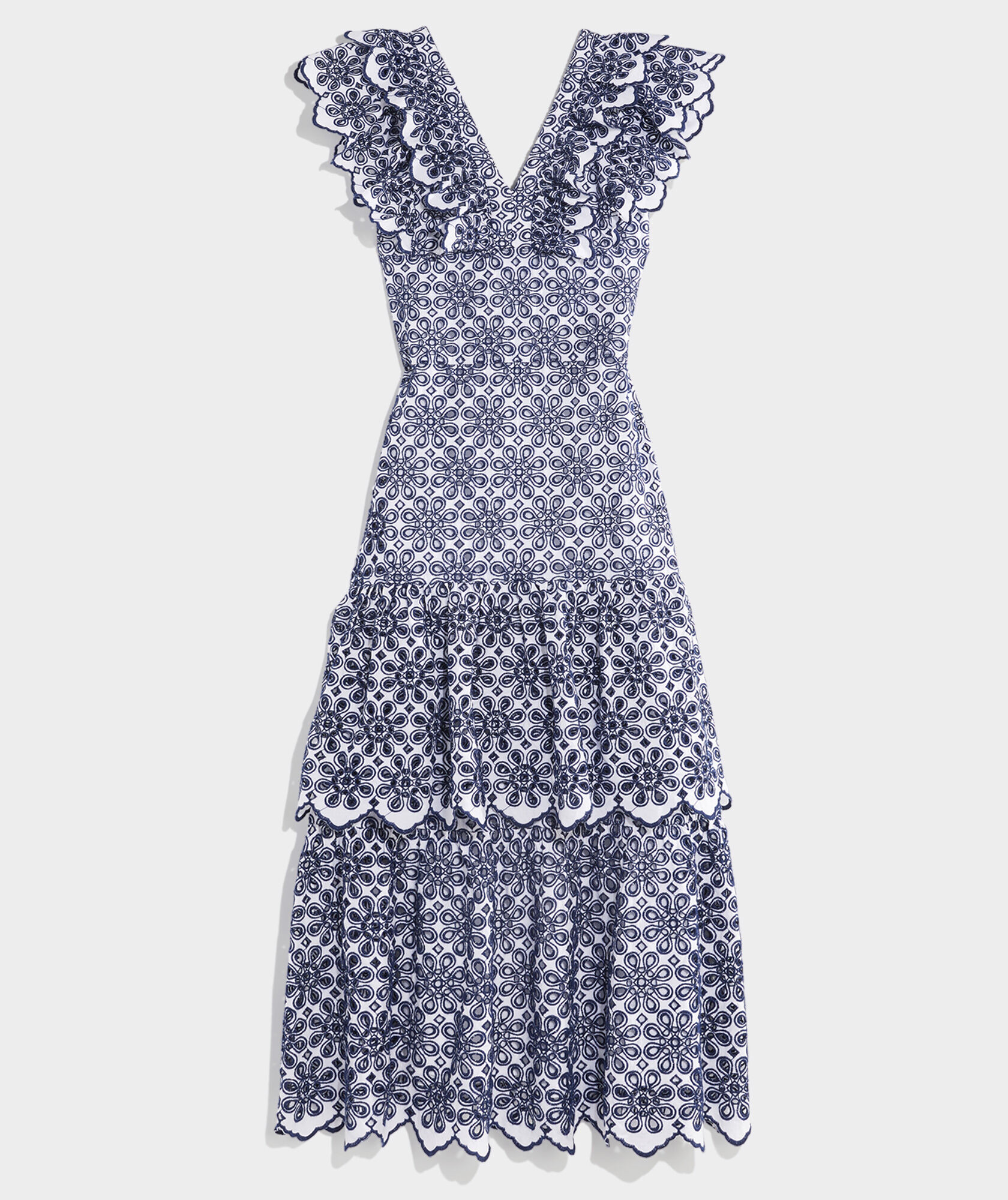 Kentucky Derby Eyelet Ruffle Maxi Dress | vineyard vines