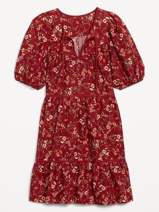 Puff-Sleeve Floral Mini Swing Dress for Women | Old Navy (US)