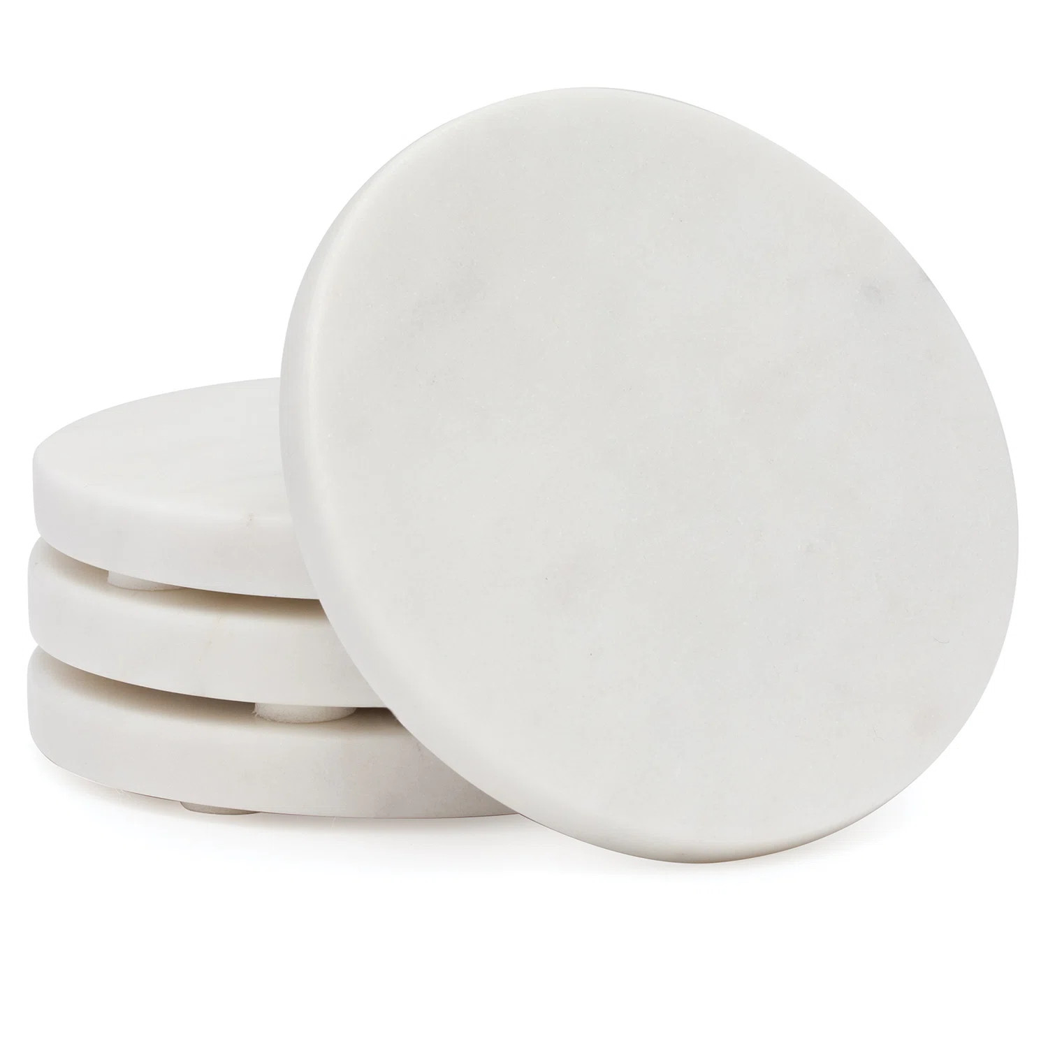 4 Pack Natural White Marble Round Coasters | Wayfair North America