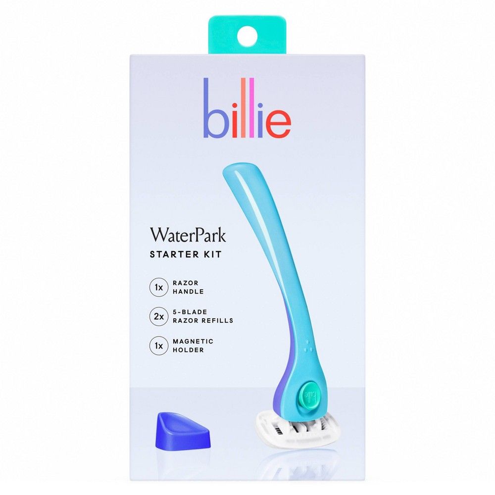 Billie Women's Razor Handle with Magnetic Holder & 2 Blade Refills - Waterpark | Target