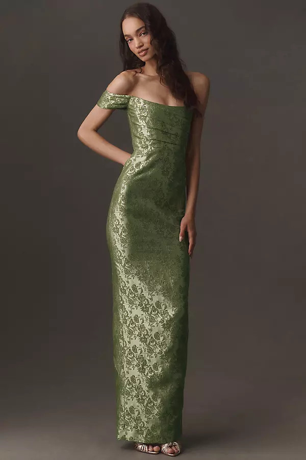 Jackson Jacquard Asymmetric Gown | Anthropologie (US)