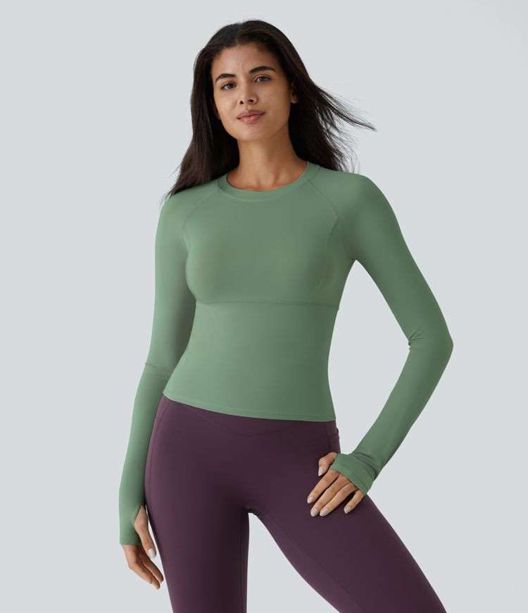 Women’s Solid Thumb Hole Yoga Sports Top - Halara | HALARA