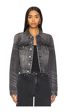 GRLFRND Maeve Fitted Denim Jacket in Phantom from Revolve.com | Revolve Clothing (Global)