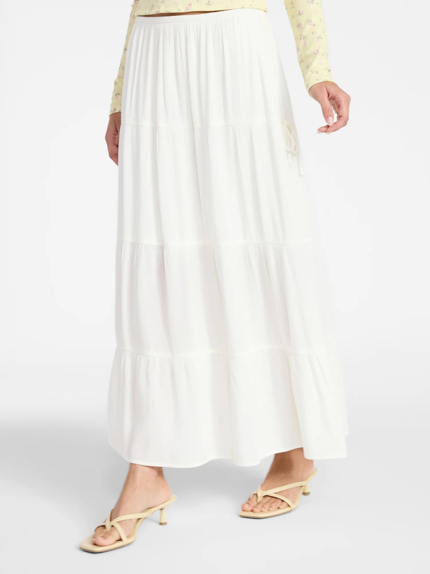 No Boundaries Side Tie Tiered Maxi Skirt, Women's XXS-XXL | Walmart (US)