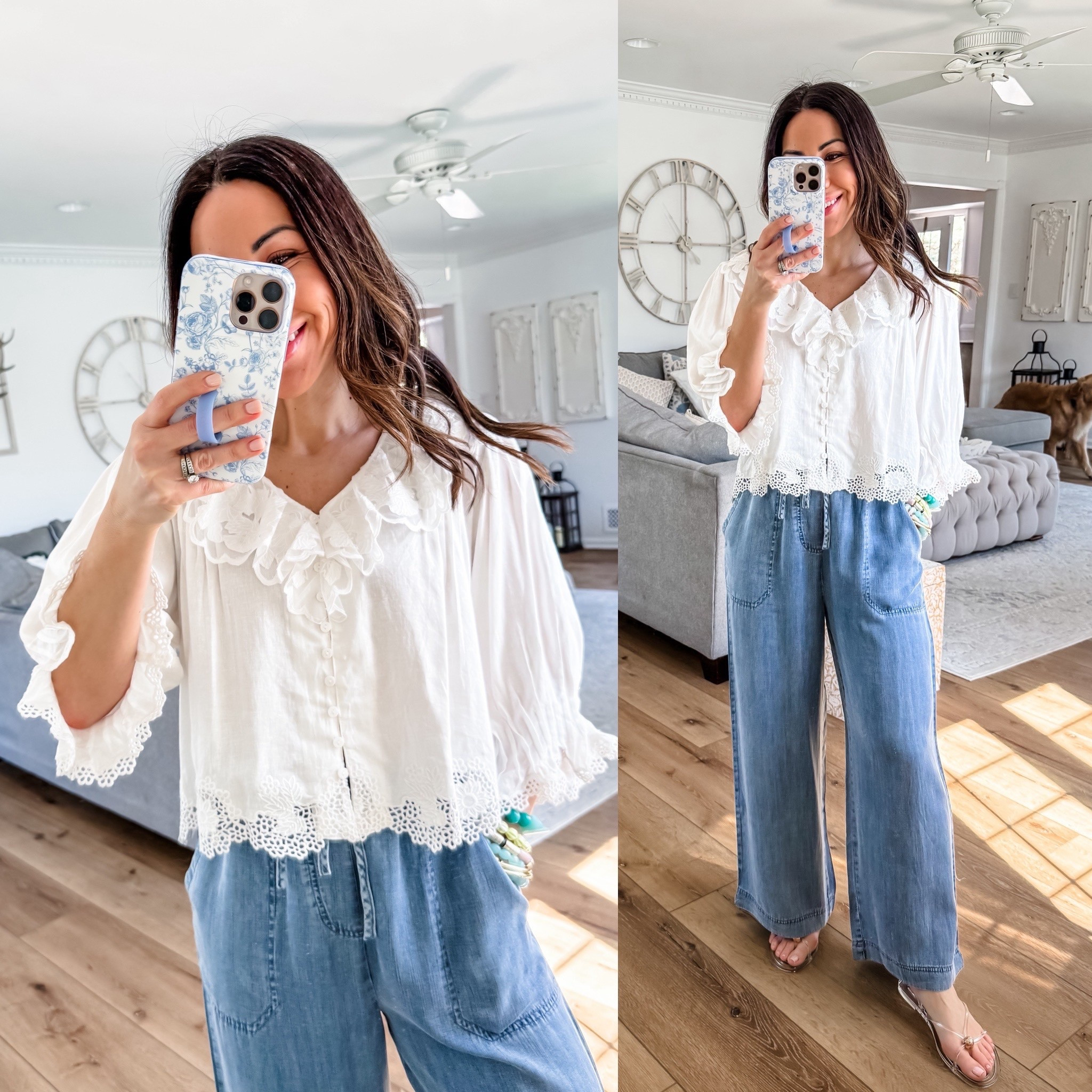 20% off sitewide @socialthreads with code TAMMY20. 
Small white top. Small chambray pants 

#LTKOver40 #LTKPetite #LTKSaleAlert