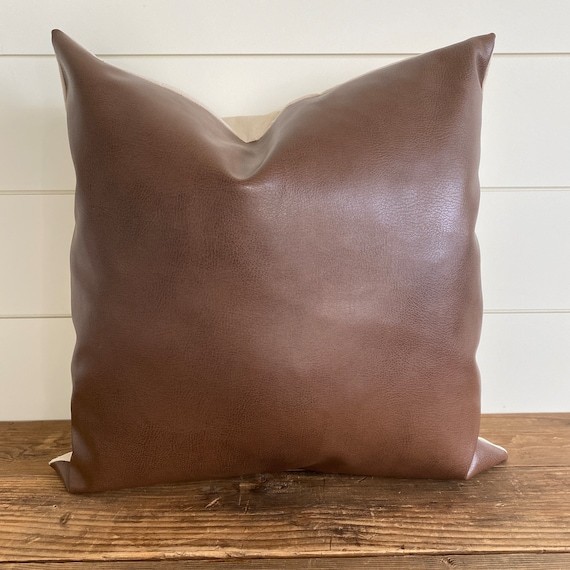 HARLOW || Leather Pillow Cover • Leather Pillow • Faux Leather Pillow • Dark Leather Pillow... | Etsy (US)
