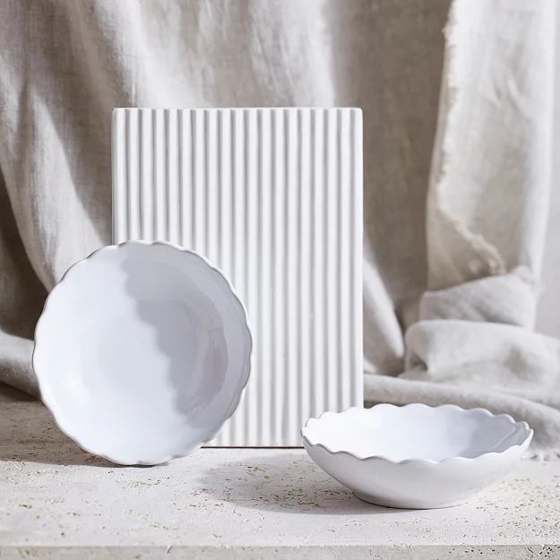 Portobello Scalloped Bowls - Set of 2 | Tableware | The White Company | The White Company (UK)