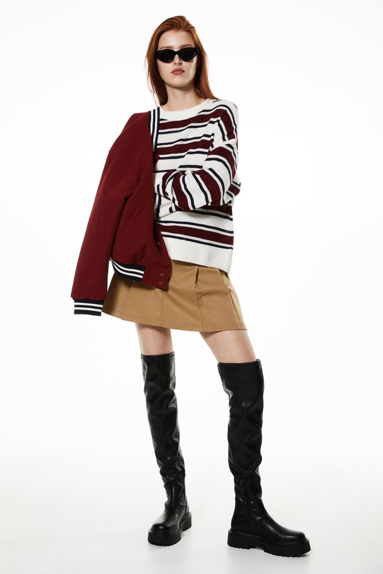 Jacquard-knit Sweater - Cream/striped - Ladies | H&M US | H&M (US + CA)