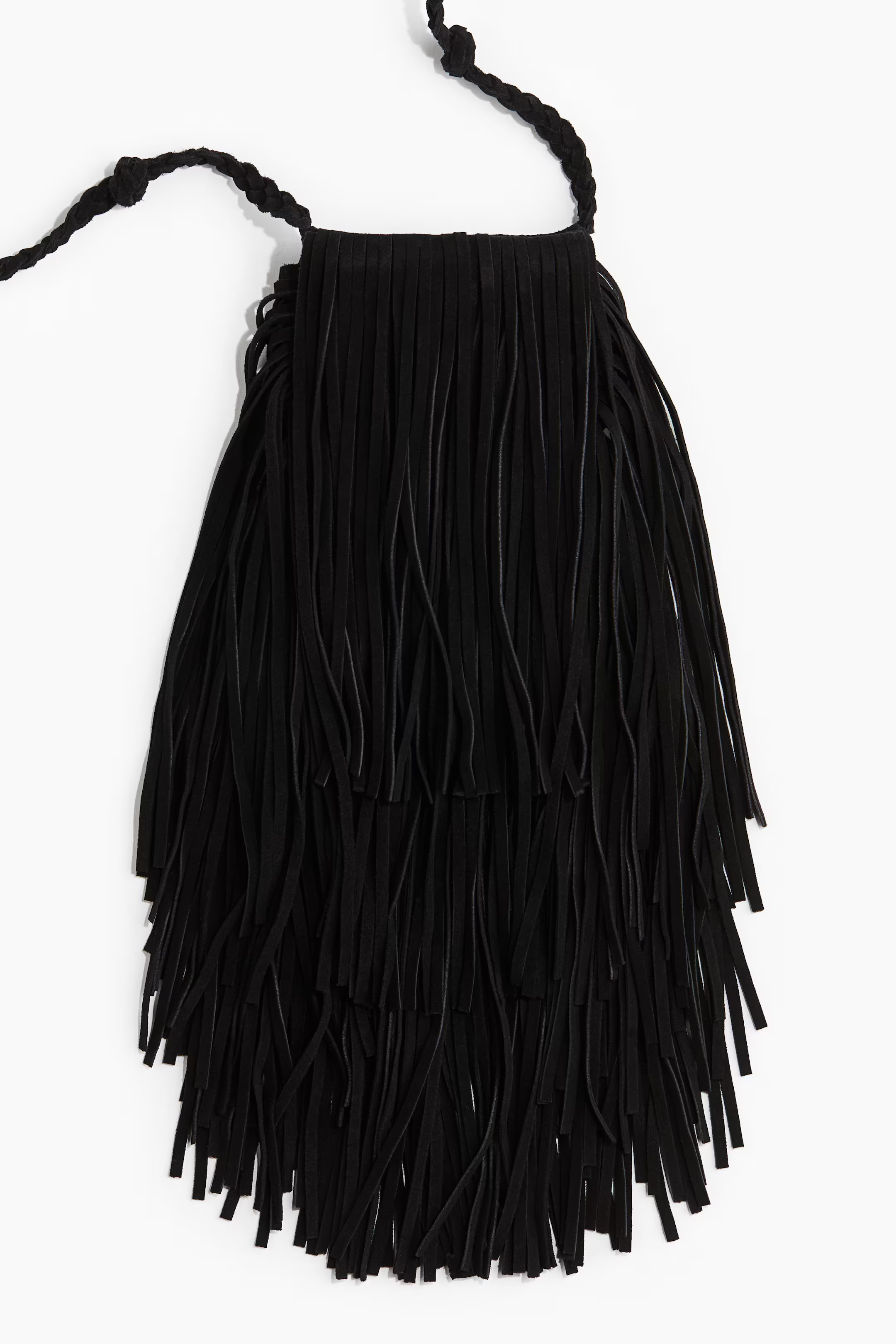 Fringed Suede Phone Bag - Black - Ladies | H&M US | H&M (US + CA)