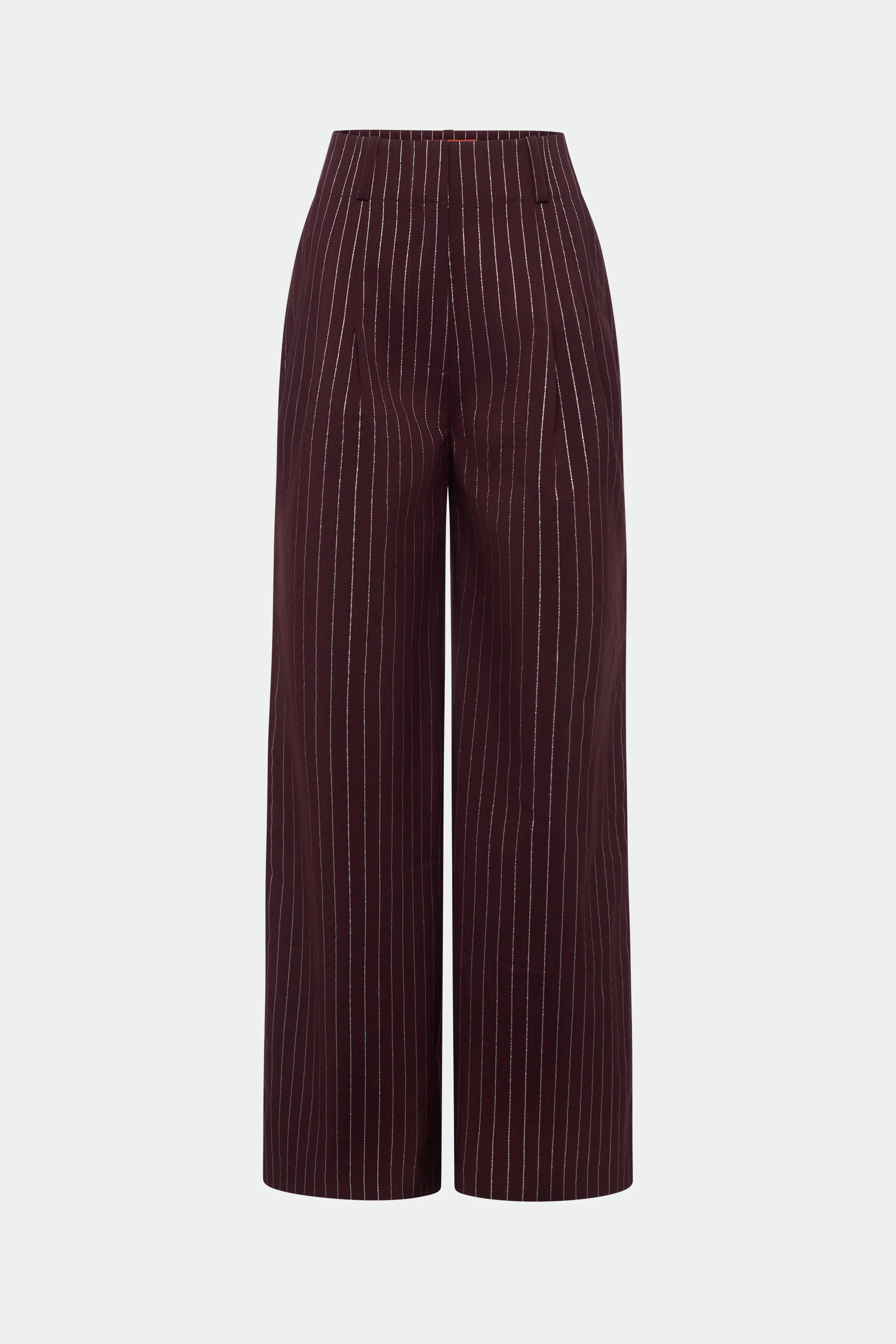 Bloo Pinstripe Pant In Bordeaux Metallic Pinstripe | Simon Miller
