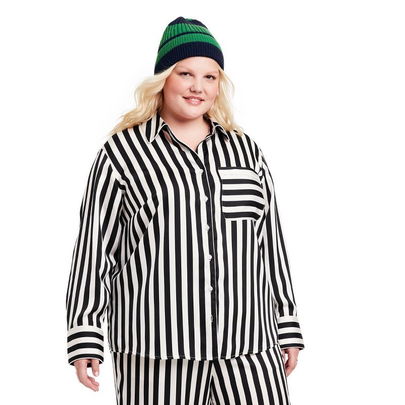 Women's Striped Button Front Blouse - La Ligne x Target Black/White | Target