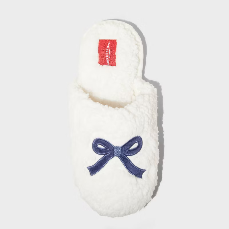 Women's Fleece Bow Scuff Slippers - Wondershop™ Red S | Target