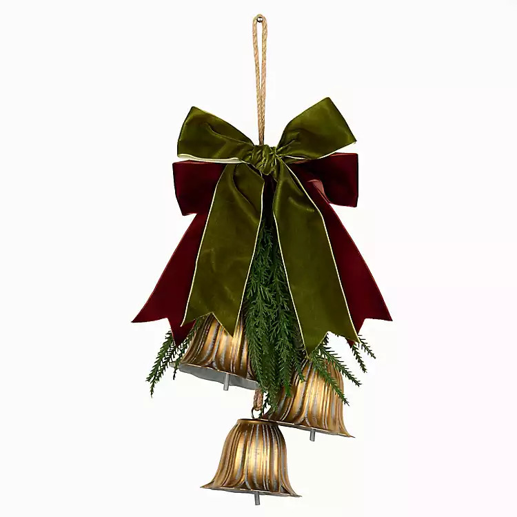 New! Gold Metal Bells with Greenery, 17 in. | Kirklands