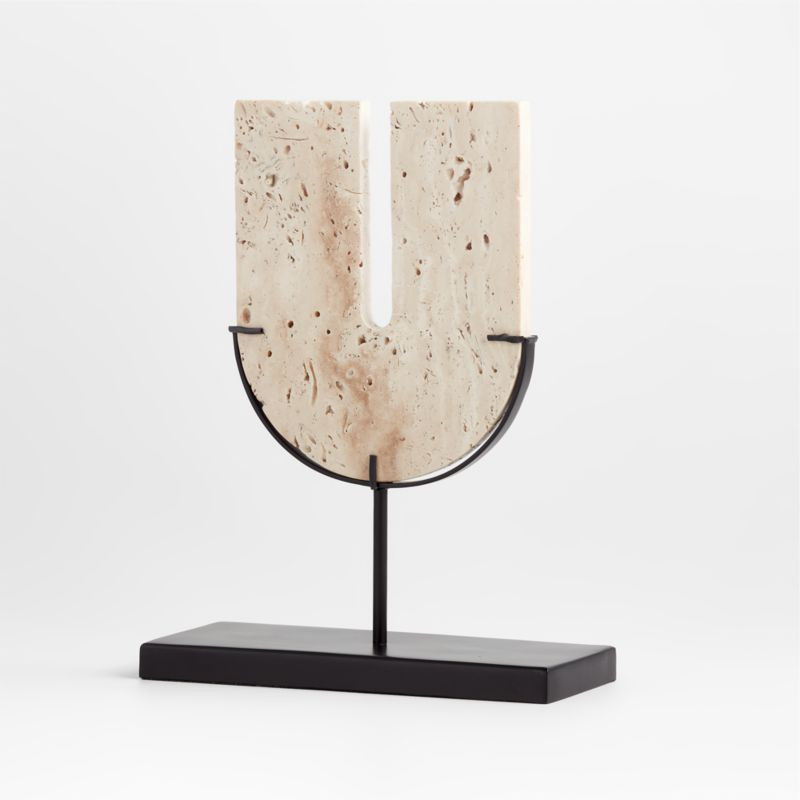 Destan Travertine Sculpture on Stand 13.25" + Reviews | Crate & Barrel | Crate & Barrel