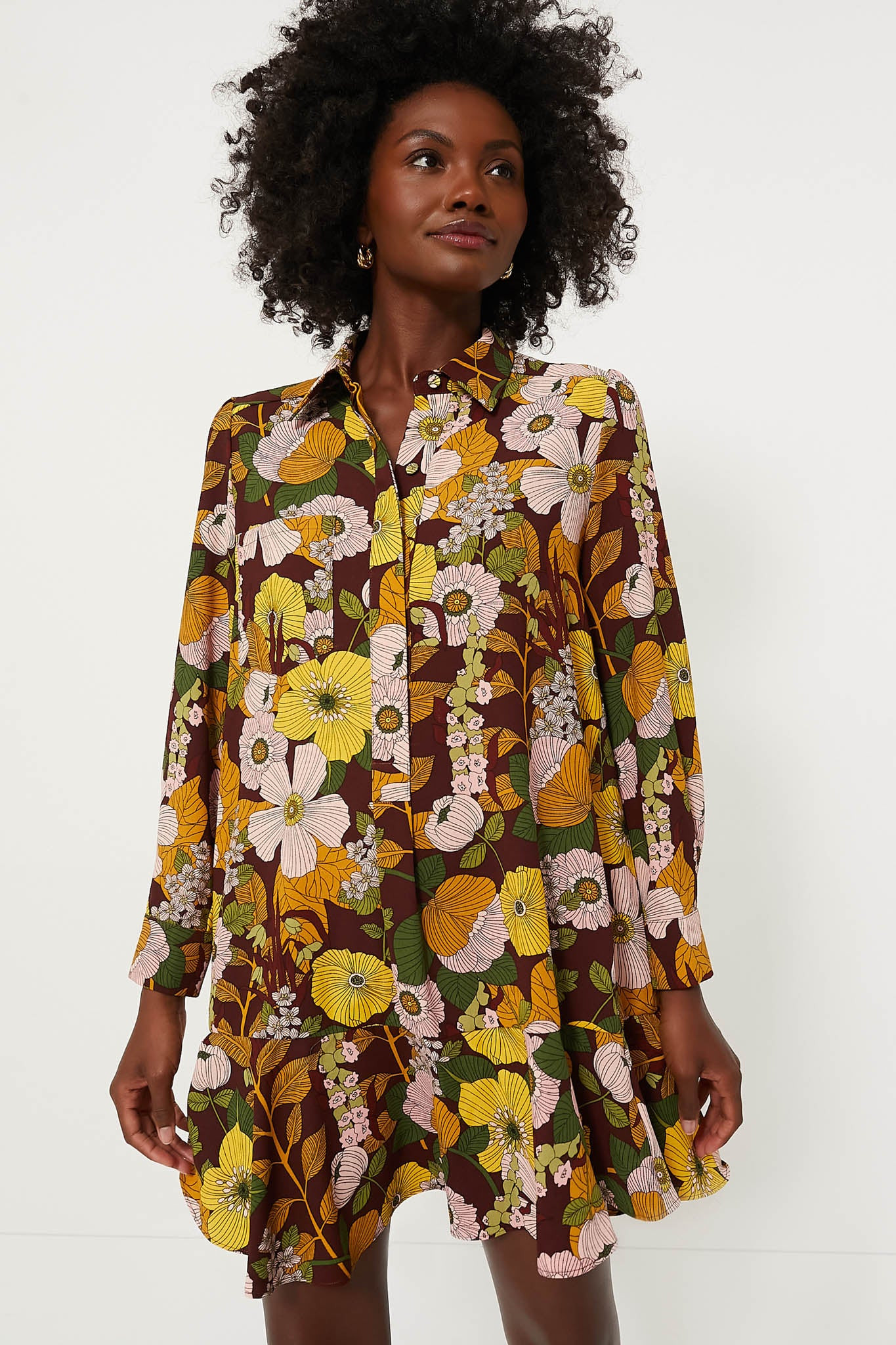 Retro Floral Crepe Callahan Shirt Dress | Tuckernuck (US)