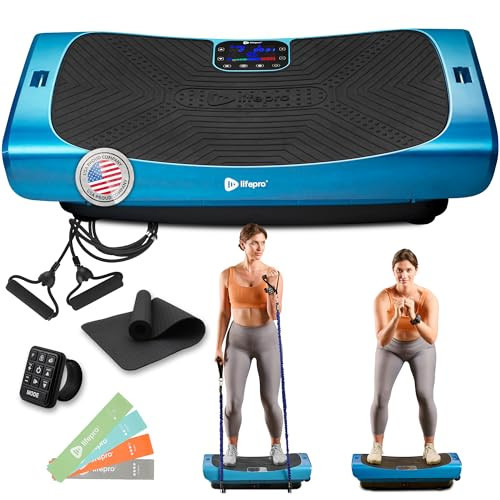 LifePro Rumblex 4D Pro Vibration Plate - Whole Body Vibration Platform Exercise Machine - Home Workout Equipment for Weight Loss, Toning & Wellness - Full Bundle of Bands, Straps & Accessories (Blue) | Amazon (US)