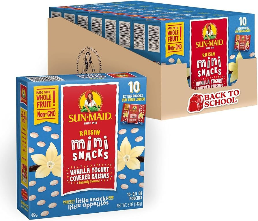 Sun-Maid Vanilla Yogurt Coated Raisins - (80 Pack) 0.5 oz Mini Snack-Size Box - Yogurt Covered Dr... | Amazon (US)