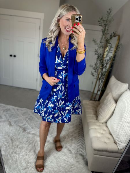 Weekend Walmart Wins try on 
Scuba blazer- medium 
Printed mini dress- medium 

#LTKfindsunder50 #LTKworkwear #LTKSeasonal