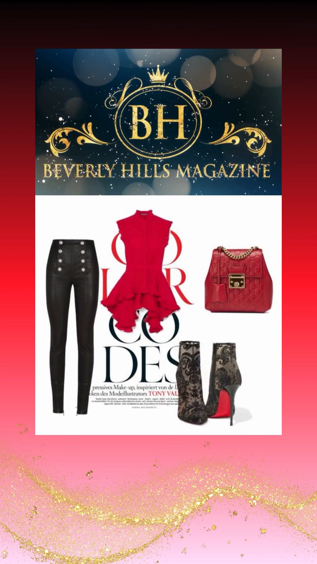 ✨ COOL FASHION FOR WOMEN ✨

Turn heads with cool fashion for women — a bold and sophisticated look that blends confidence with contemporary style. Featuring a vibrant red peplum top paired with sleek black skinny leather pants, this ensemble creates the perfect balance of feminine elegance and edgy glamour. Black high heels elongate the silhouette, while a chic red handbag ties the look together with a striking pop of color.

Whether you're heading to dinner, a night out, or a stylish event, this fashion-forward combination delivers effortless confidence and undeniable sophistication. It's a powerful look for women who love making a statement wherever they go.

✨ SHOP THE LOOK ✨

https://www.beverlyhillsmagazine.com/shop

#FashionMagazine #ShopStyle #CoolFashion #WomensStyle #LuxuryFashion #FashionInspiration ❤️🖤✨
