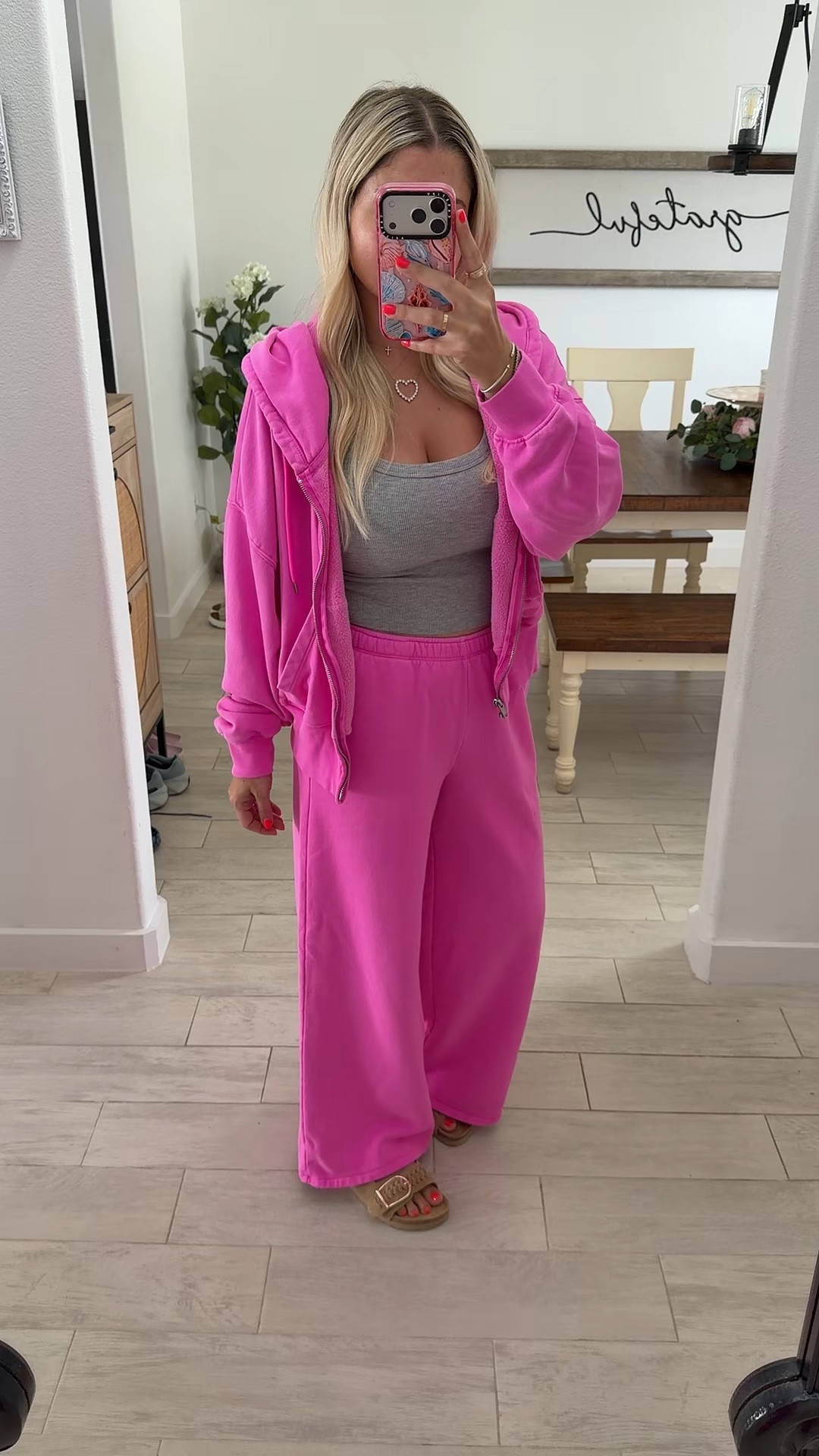 Comfy cute everyday outfit
M jacket 
Small tank
Xs p pants
Sandals tts

#LTKootd