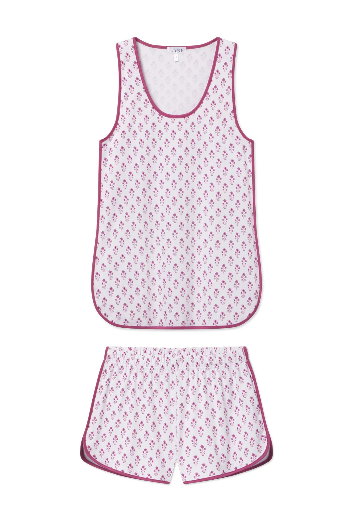 Pima Tank-Short Set in Camellia Inverse Posy | Lake Pajamas