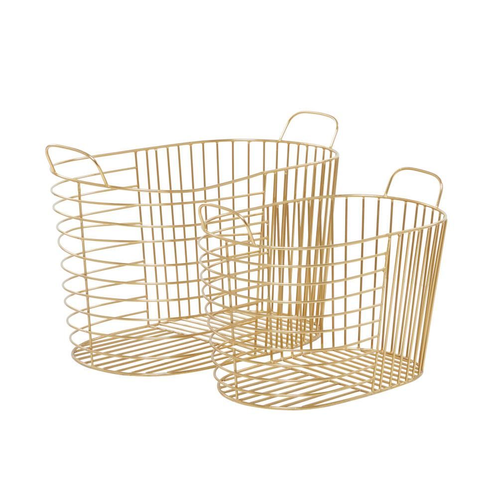 CosmoLiving by Cosmopolitan Gold Contemporary Storage Baskets Iron | The Home Depot