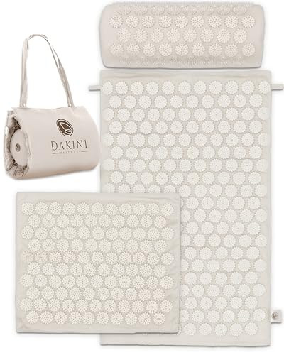 Acupressure Mat and Pillow Set with Extra Mini Accupressure Massage Mat - Acupuncture Mat Full Body - Accupoint Mat for Back Pain (Natural Cotton) | Amazon (US)