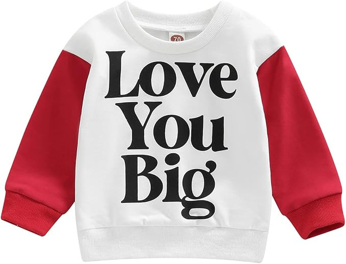 Toddler Baby Girl Boy Valentine's Day Clothes Letter Print Sweatshirt Crewneck Long Sleeve Pullov... | Amazon (US)