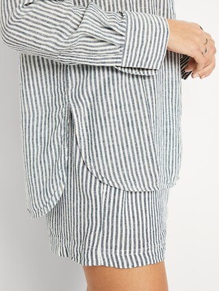 Button-Down Linen-Blend Striped Shirt | Old Navy (US)