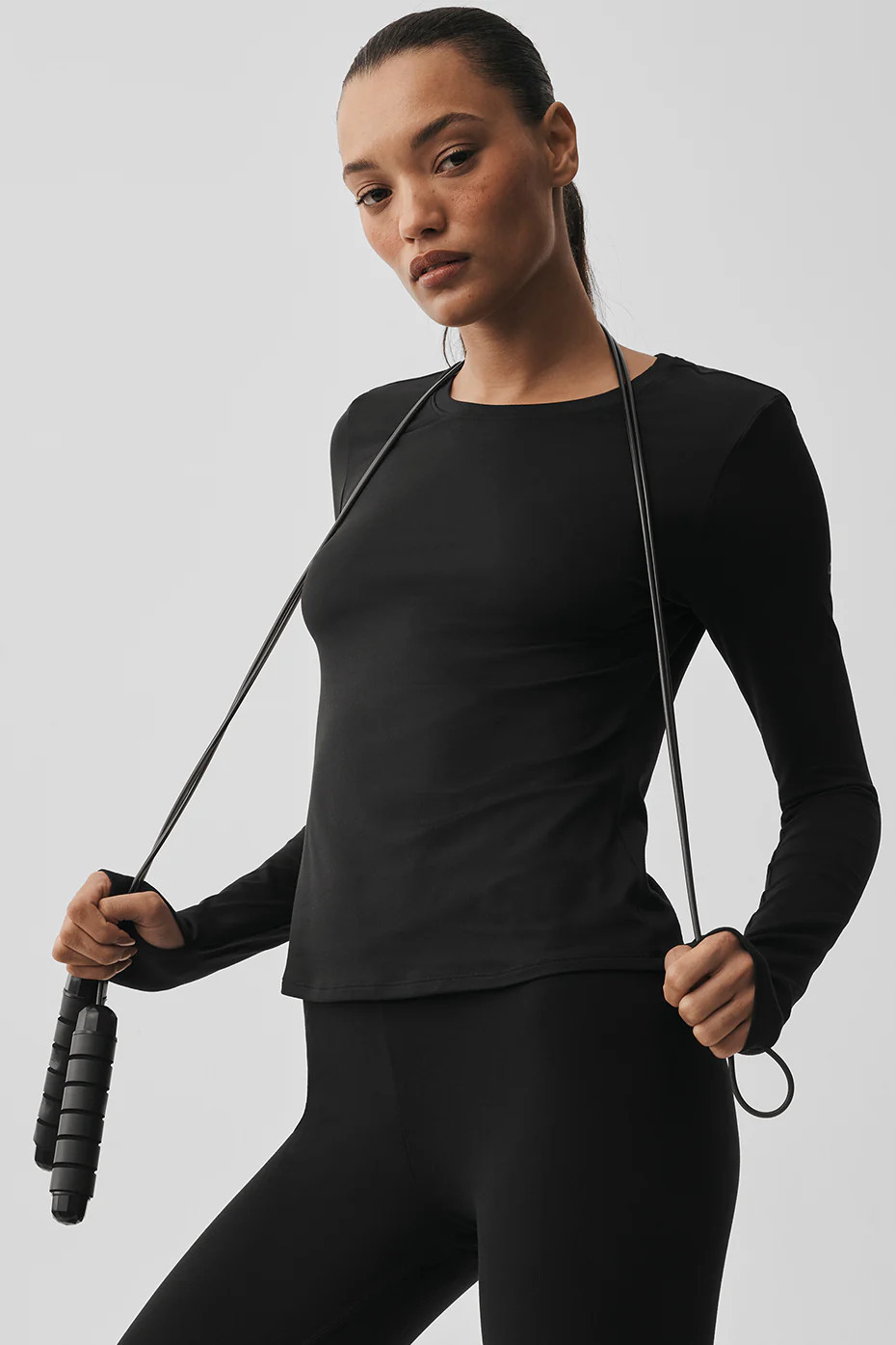 Alosoft Finesse Long Sleeve Top in Black, Size: Medium | Alo Yoga (US)