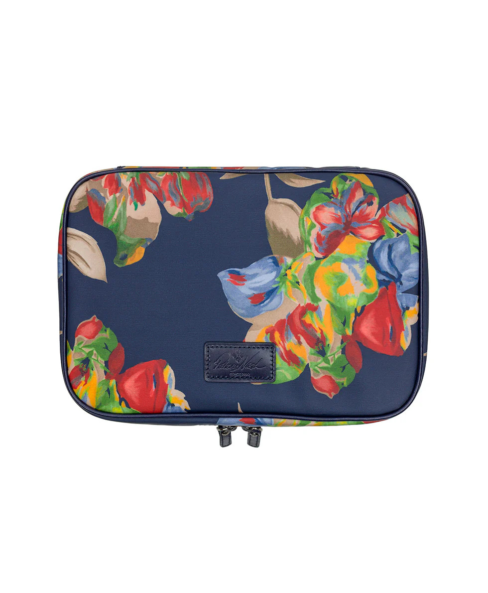 Ilaria Hanging Case 
         Patina Coated Linen Canvas Le Fleur | Patricia Nash Designs
