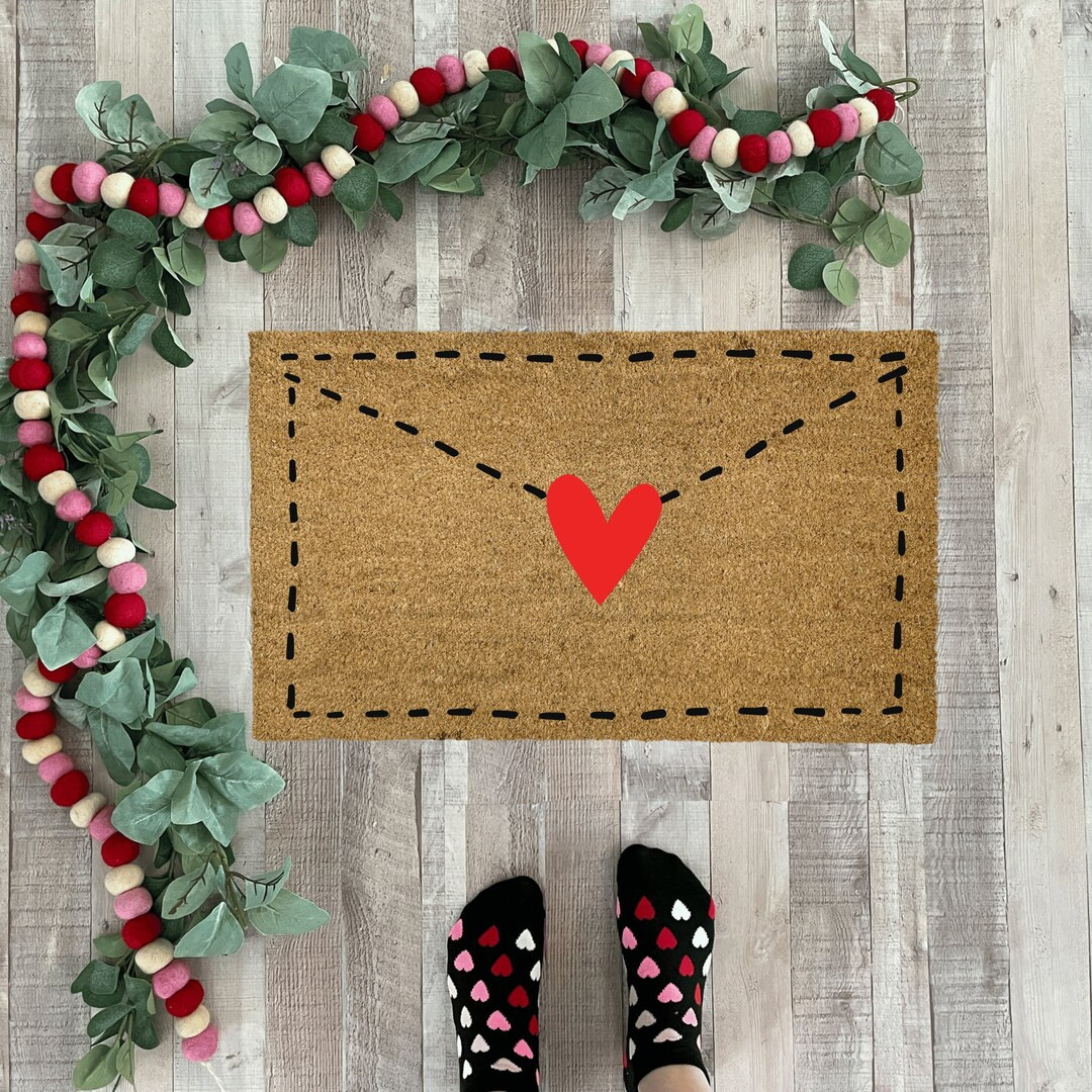 Valentines Doormat, Doormat Outdoor, Front Porch Decor, Valentine's Sign, Valentine's Heart Decor... | Etsy (US)