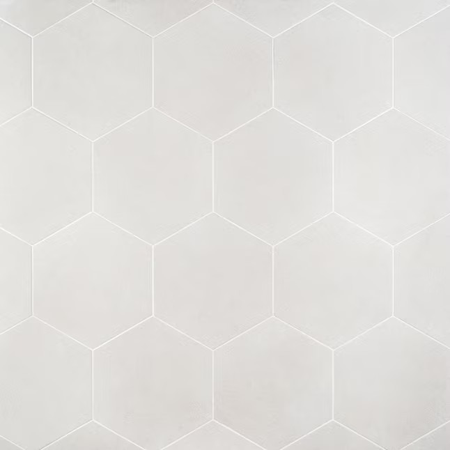 Artmore Tile Bower Hex White 12-in x 15-in Matte Porcelain Cement look Hexagon Standard Floor and... | Lowe's