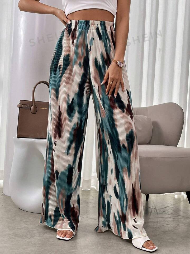 SHEIN Frenchy Tie-Dye Wide Leg Casual Pants | SHEIN