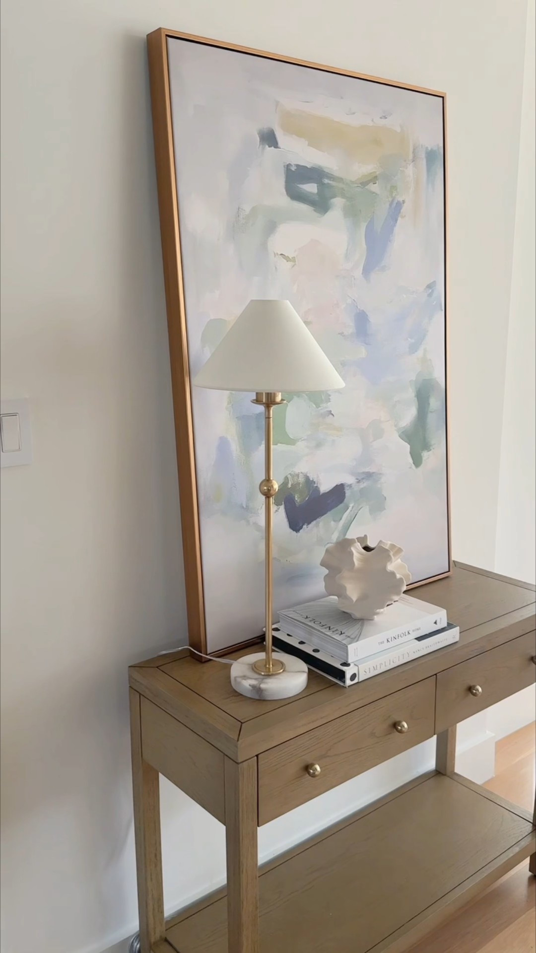 The lamp of my dreams. When I brought this art home, I knew I needed a buffet-style lamp that wouldn’t compete with it—but would still make a statement. This is exactly that.

It’s a bit of a splurge, but I always choose to invest in lighting because it truly is functional art. The alabaster base, warm brass details, flared shade, and built-in dimmer give it a timeless, elevated feel that works beautifully in so many spaces.

Perfect styled as a pair on a longer console or buffet, or used on nightstands for a soft, layered glow. One of those pieces you’ll love for years.

@wayfair #Ad #WayfairPartner #NewYearNewYou #Wayfair

#LTKSeasonal #LTKHome #LTKSaleAlert