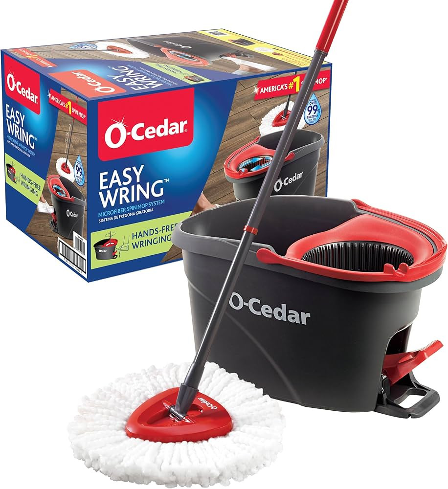 O-Cedar EasyWring Microfiber Spin Mop, Bucket Floor Cleaning System, Red, Gray, Standard | Amazon (US)