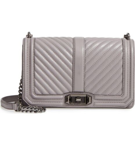 NWT Rebecca Minkoff Chevron Love Leather Crossbody Bag Gray Gunmetal AUTHENTIC  | eBay | eBay AU