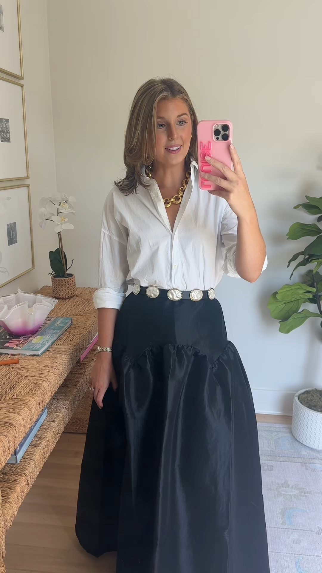Western chic black tie outfit idea! Wearing a S in top and skirt!