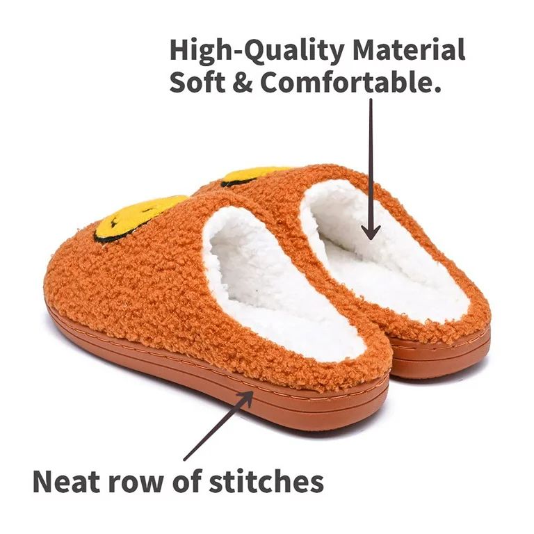 Lankey Smiley Face Slippers for Kids/Children, Anti-Slip Soft Plush Comfy Indoor Slippers | Walmart (US)