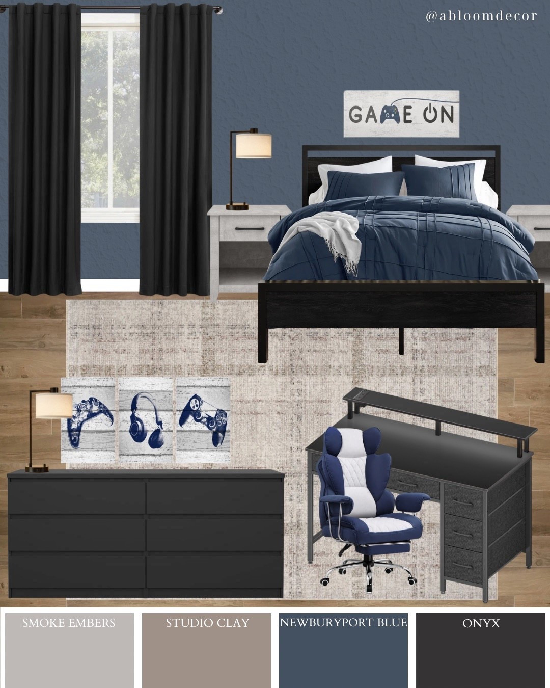 Moody Navy Blue Teenage Boy Bedroom Design

#LTKHome #LTKKids #LTKMens