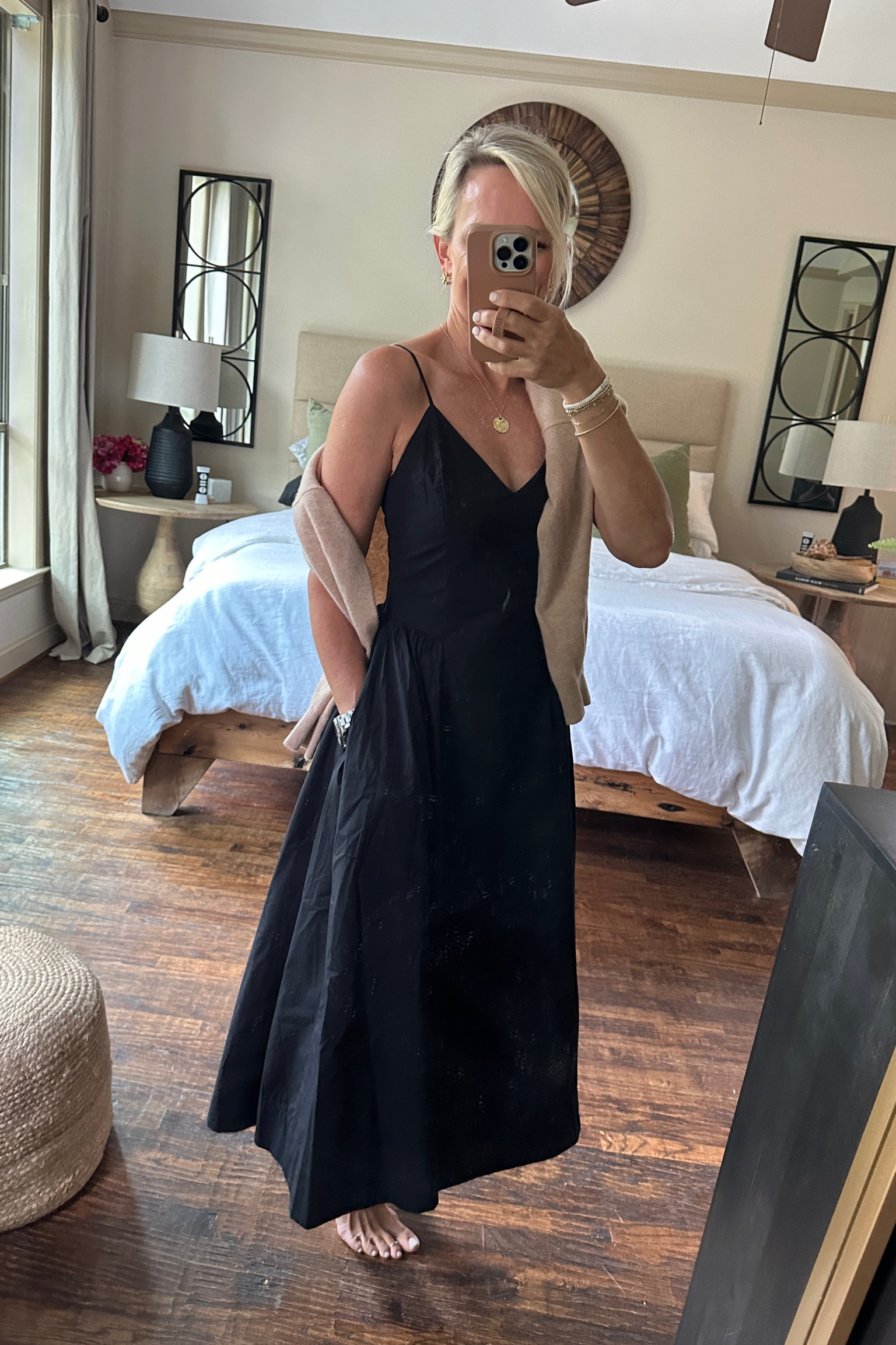 Obsessed with this dress!! Fitted in the body and then has substance to the skirt. And pockets 
Soooo good 

I sized down one size 

Aritzia 

#LTKStyleTip #LTKOver40 #LTKTravel